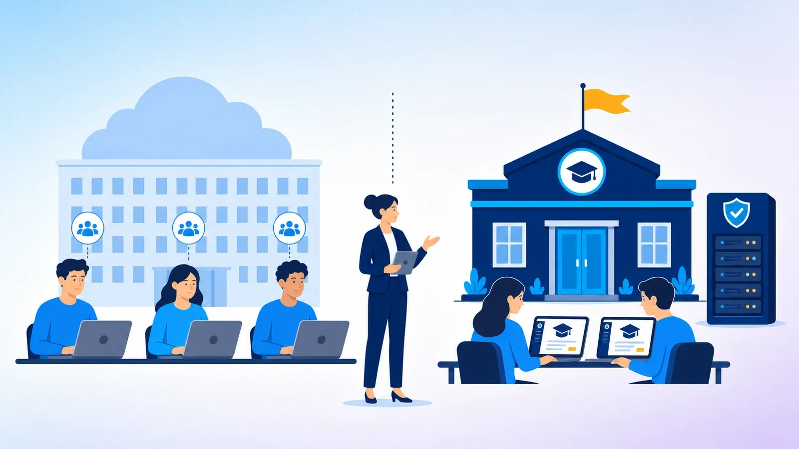 Choice between a shared SaaS LMS in the cloud and an organisation's own branded learning platform