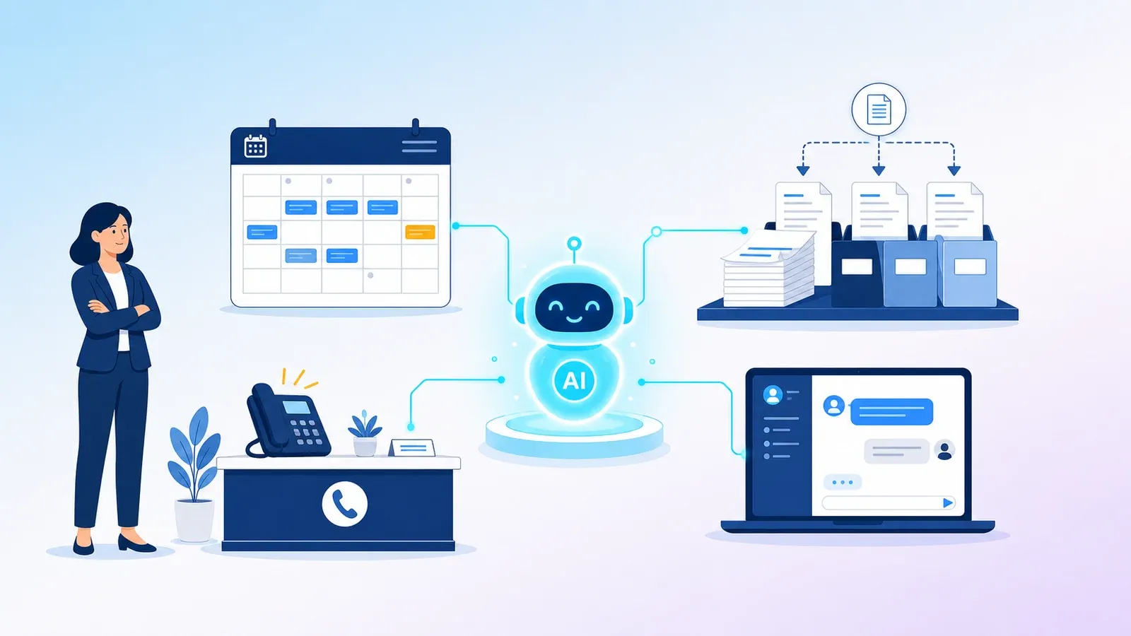 An AI assistant handling calls, appointments, documents and customer questions for a business
